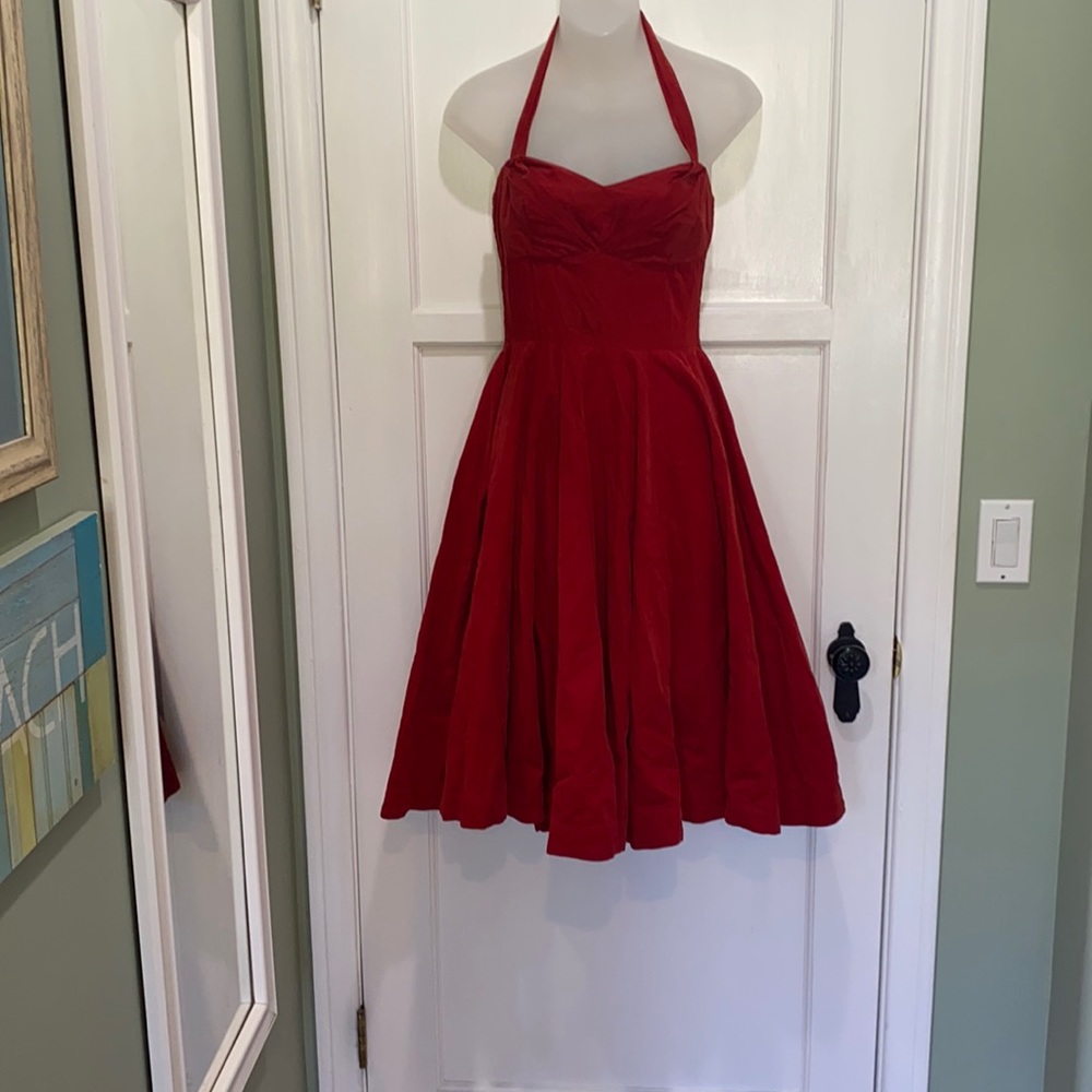 Anthropologie Girls from Savoy Rodna Corduroy Halter Vintage Pinup Dress size 0